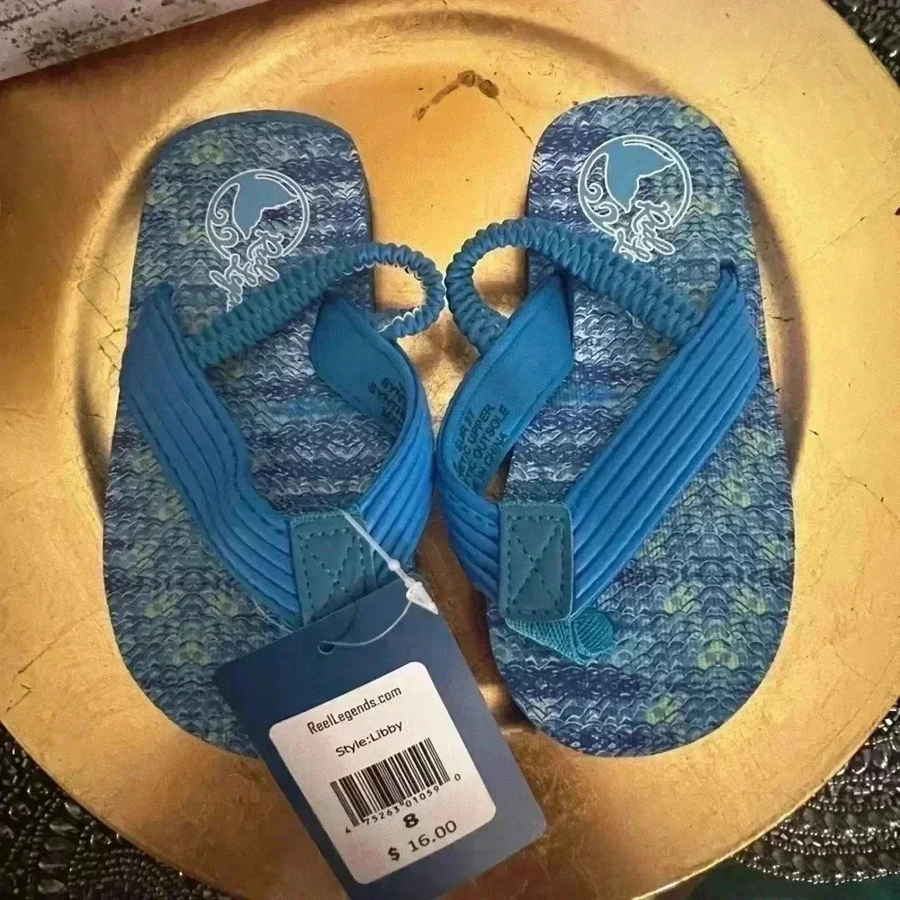 REEL LEGENDS TODDLER SIZE 8 FLIP FLOPS NWT - Picture 3 of 7